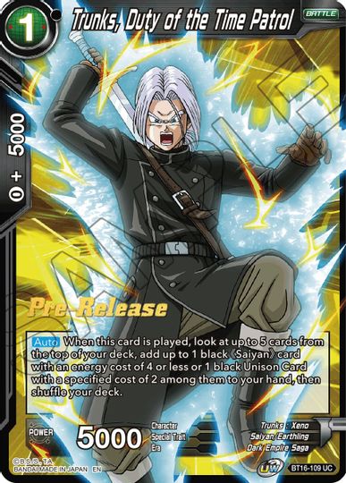 Trunks, Duty of the Time Patrol (BT16-109) [Realm of the Gods Prerelease Promos] | Enigma On Main