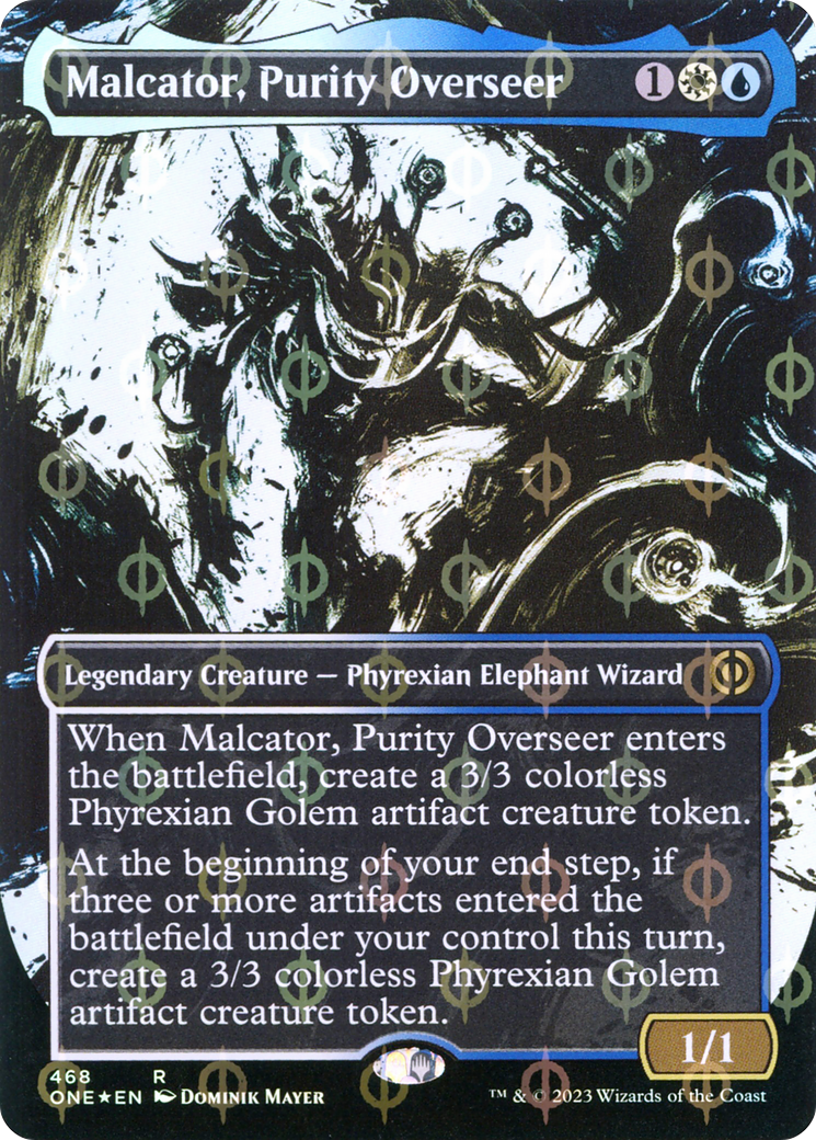 Malcator, Purity Overseer (Borderless Ichor Step-and-Compleat Foil) [Phyrexia: All Will Be One] | Enigma On Main