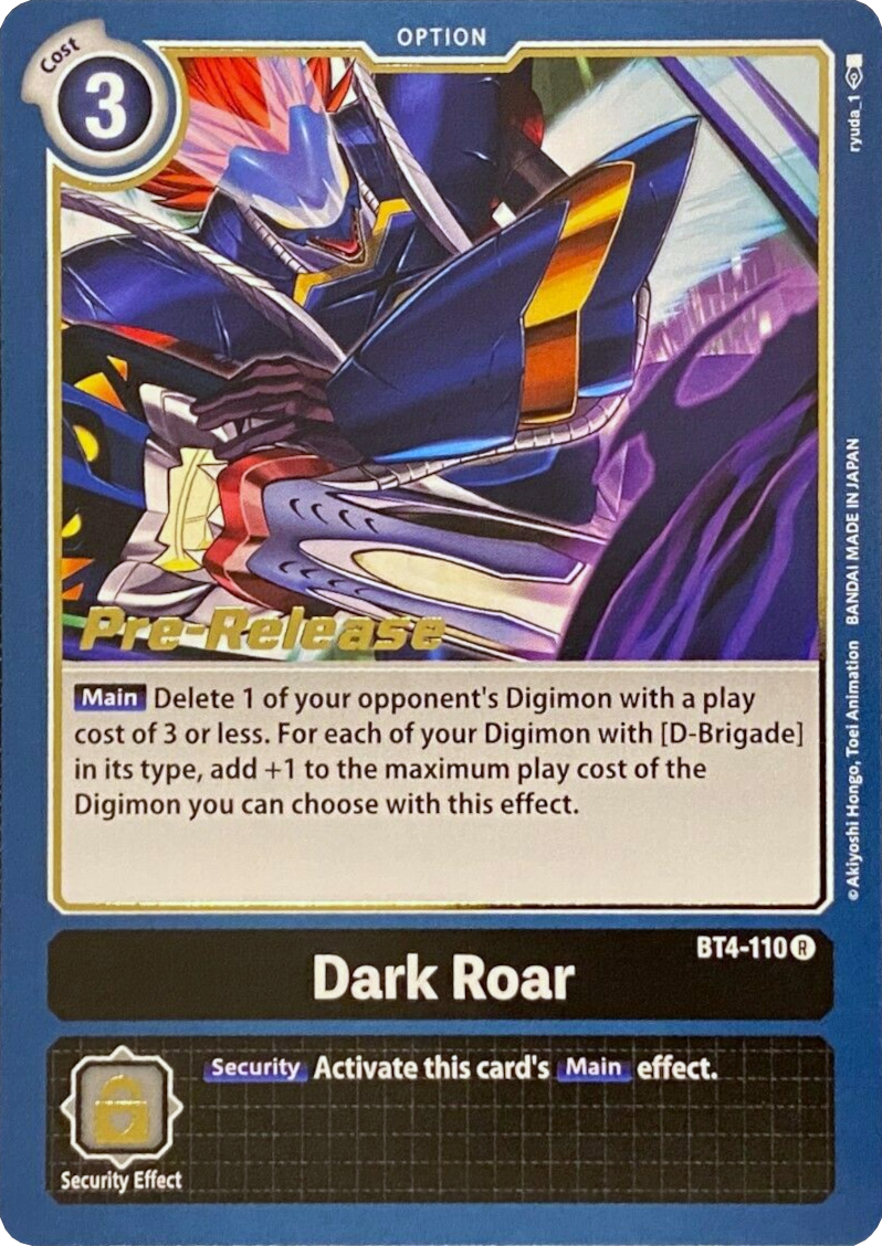 Dark Roar [BT4-110] [Great Legend Pre-Release Promos] | Enigma On Main