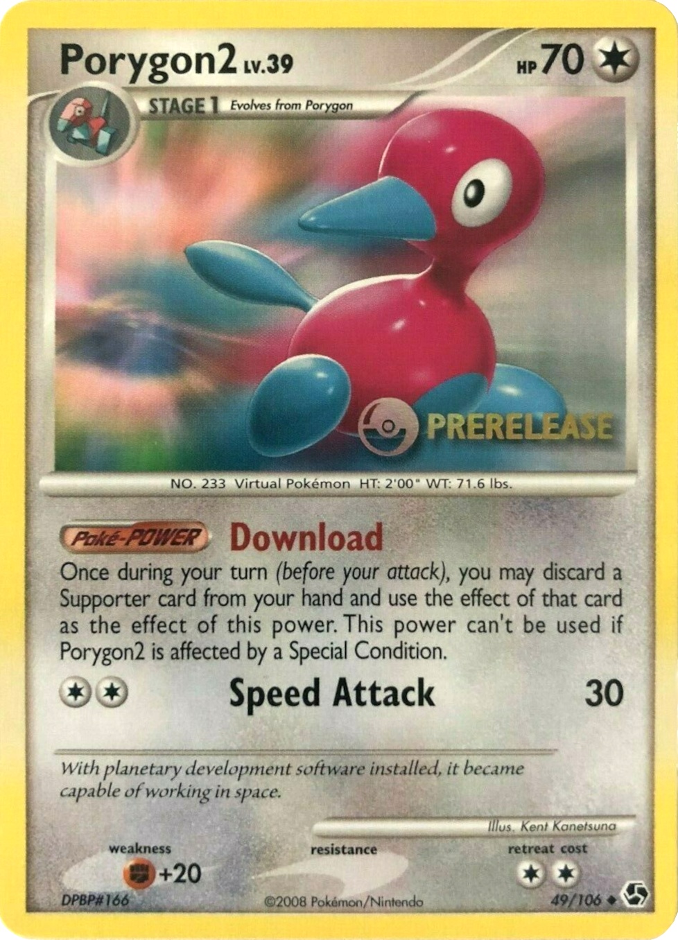 Porygon2 (49/106) (Prerelease Promo) [Diamond & Pearl: Black Star Promos] | Enigma On Main