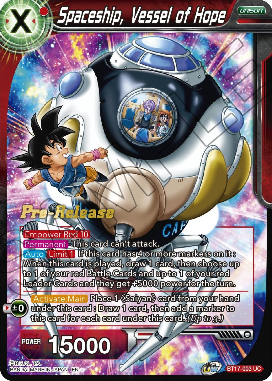 Spaceship, Vessel of Hope (BT17-003) [Ultimate Squad Prerelease Promos] | Enigma On Main