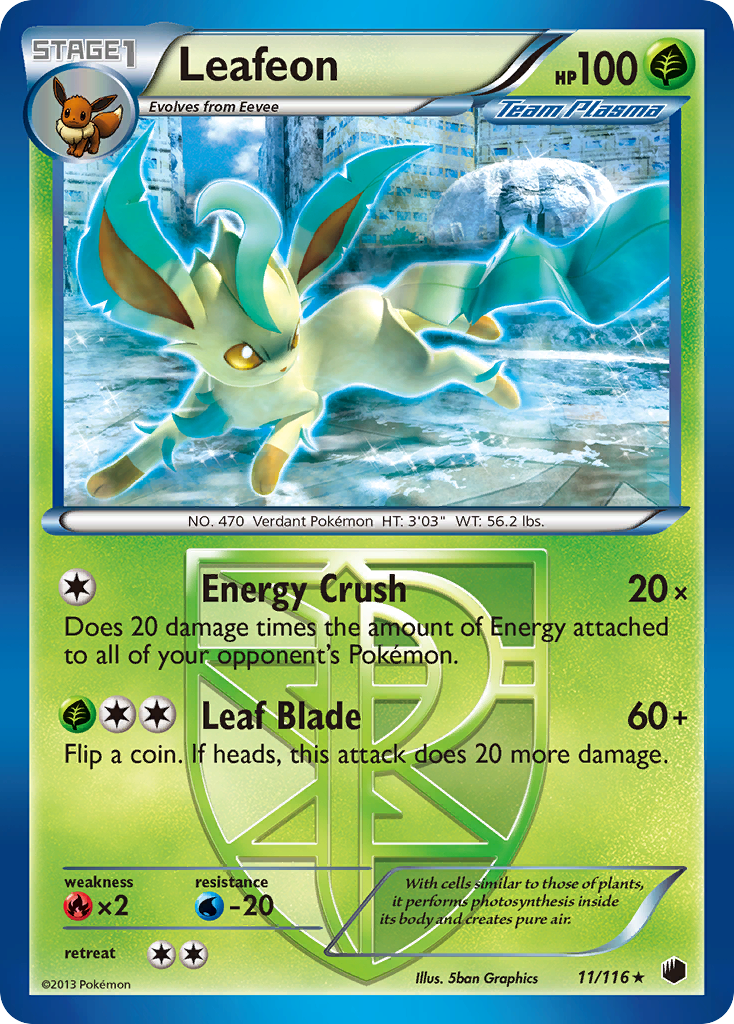 Leafeon (11/116) [Black & White: Plasma Freeze] | Enigma On Main