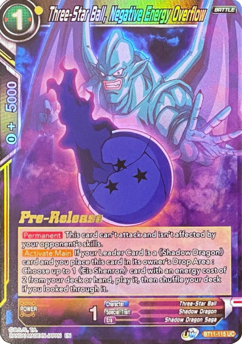 Three-Star Ball, Negative Energy Overflow (BT11-115) [Vermilion Bloodline Prerelease Promos] | Enigma On Main