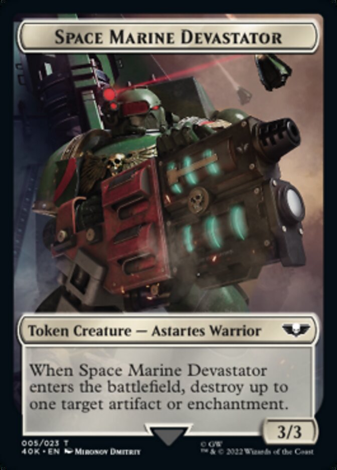 Soldier (002) // Space Marine Devastator Double-Sided Token (Surge Foil) [Universes Beyond: Warhammer 40,000 Tokens] | Enigma On Main