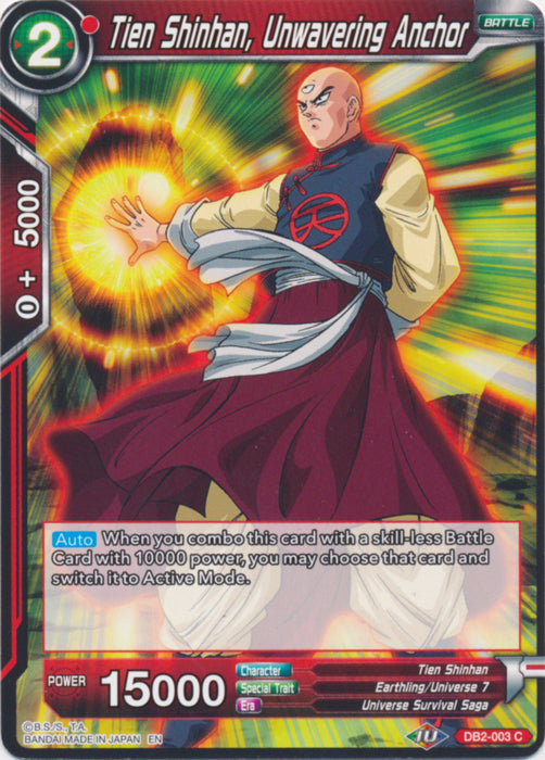 Tien Shinhan, Unwavering Anchor (Reprint) (DB2-003) [Battle Evolution Booster] | Enigma On Main