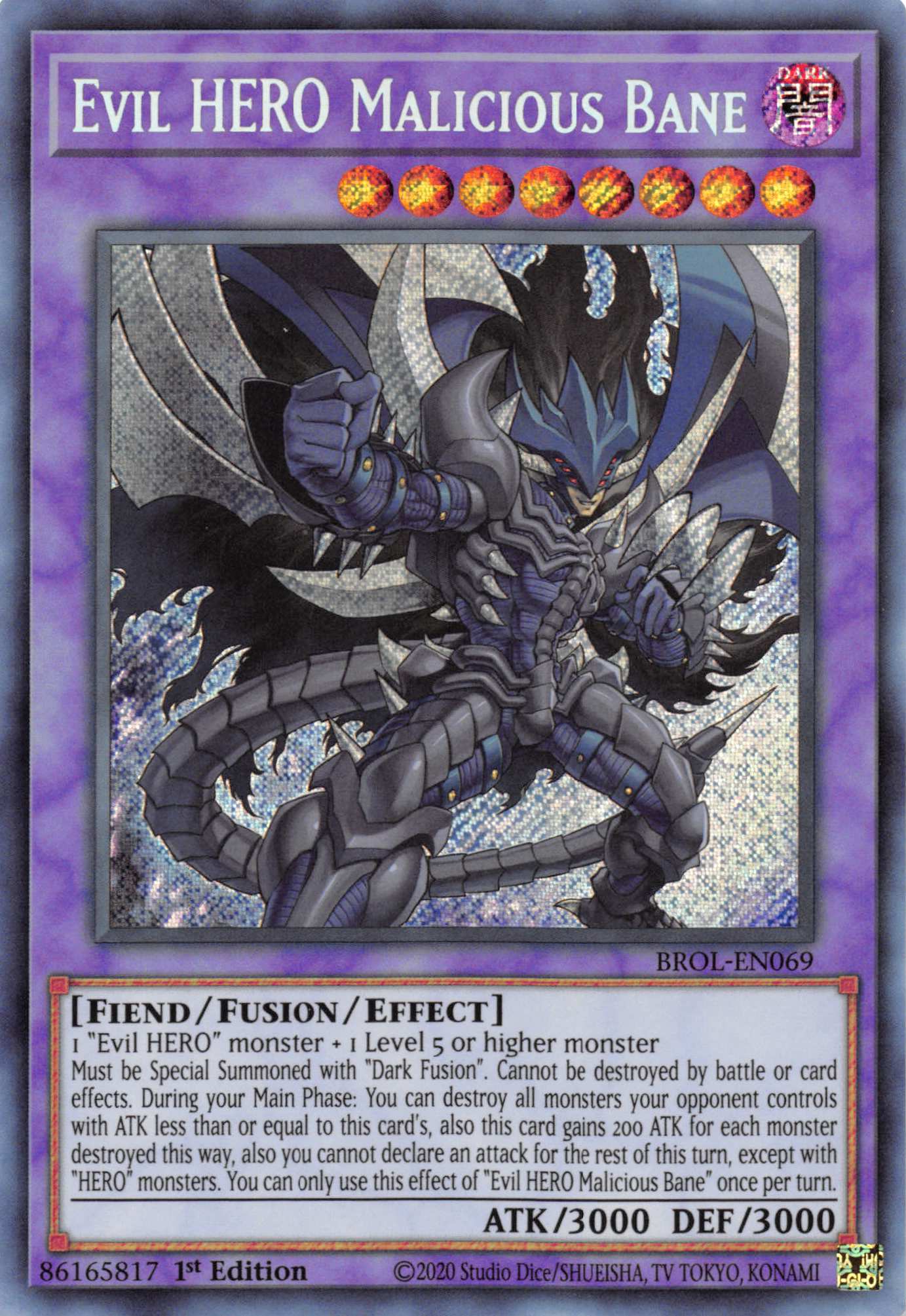 Evil HERO Malicious Bane [BROL-EN069] Secret Rare | Enigma On Main