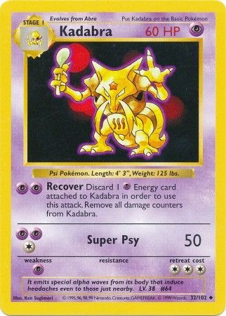 Kadabra (32/102) [Base Set Shadowless Unlimited] | Enigma On Main