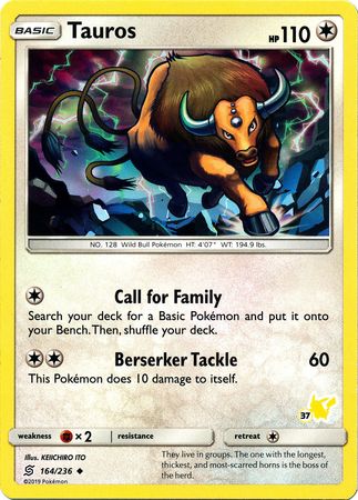 Tauros (164/236) (Pikachu Stamp #37) [Battle Academy 2020] | Enigma On Main